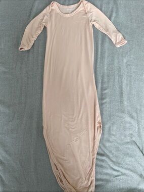 Neutral Pink Long-Sleeve Footie Gown by